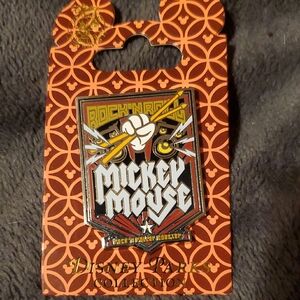 Disney Rock 'N Roller Coaster Mickey With Drumsticks Trading Pin